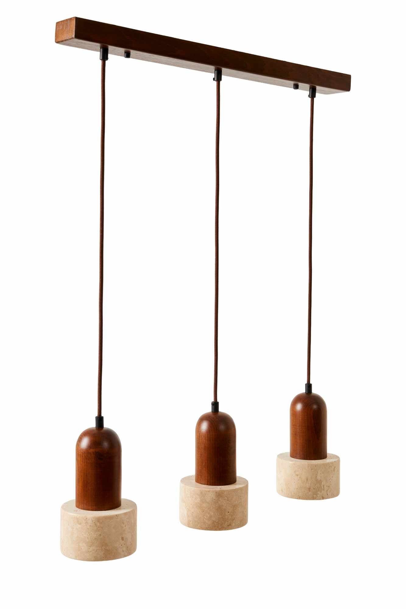 Suspension noyer travertin salon