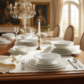 Service Oro porcelaine blanche et or table italienne