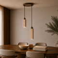 Suspension noyer travertin Sasso 2 lumières
