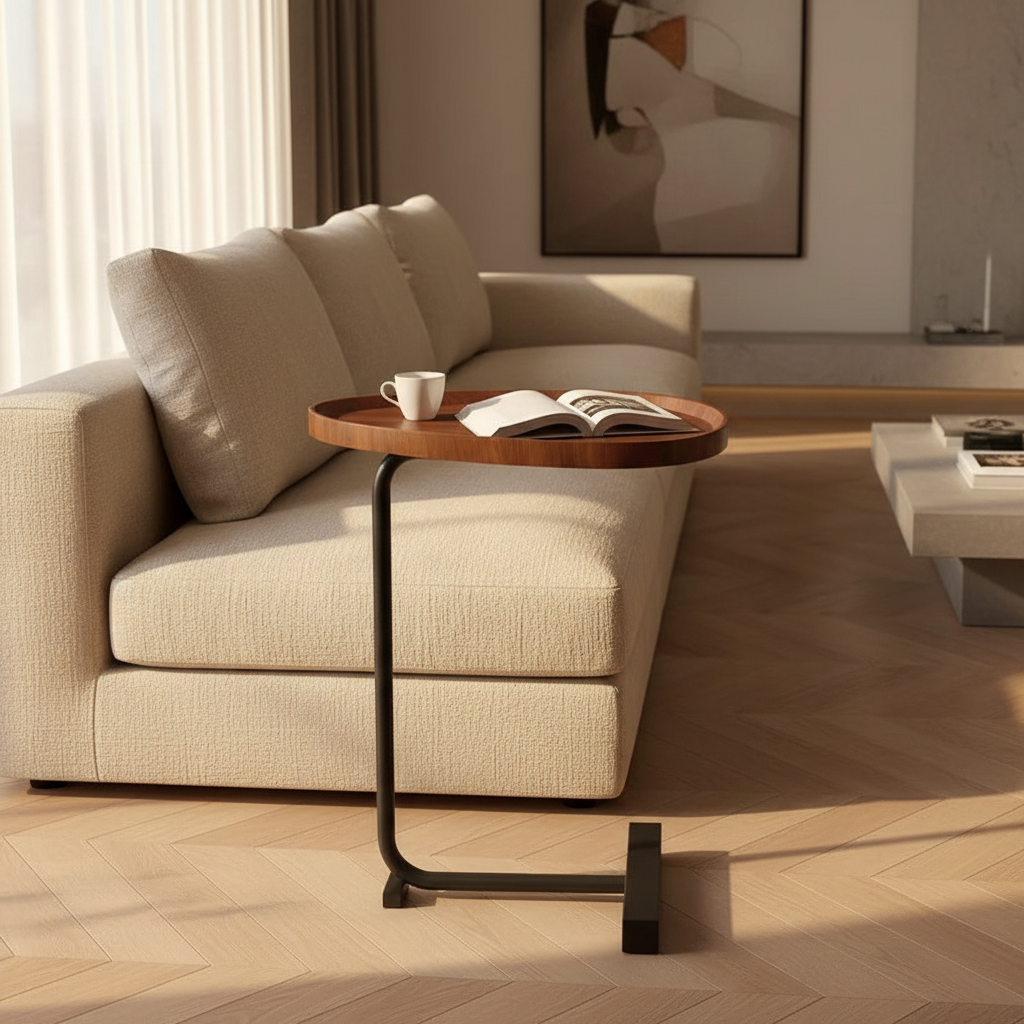 Table en C Effe noyer dans un salon italien