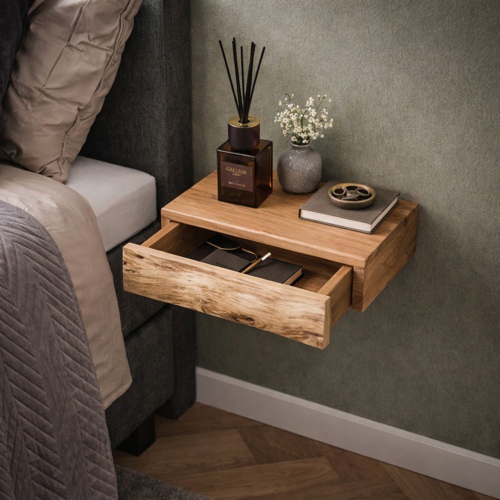 Tiroir ouvert table de chevet