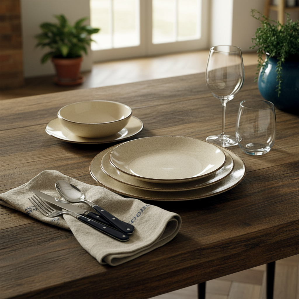 Service Cannella porcelaine sur table italienne