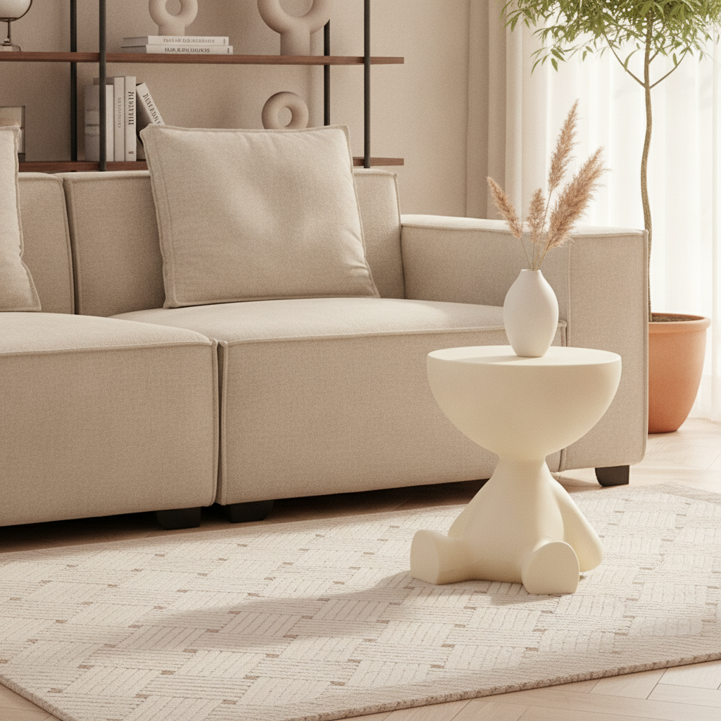 Table basse ronde Cerchio crème en salon italien