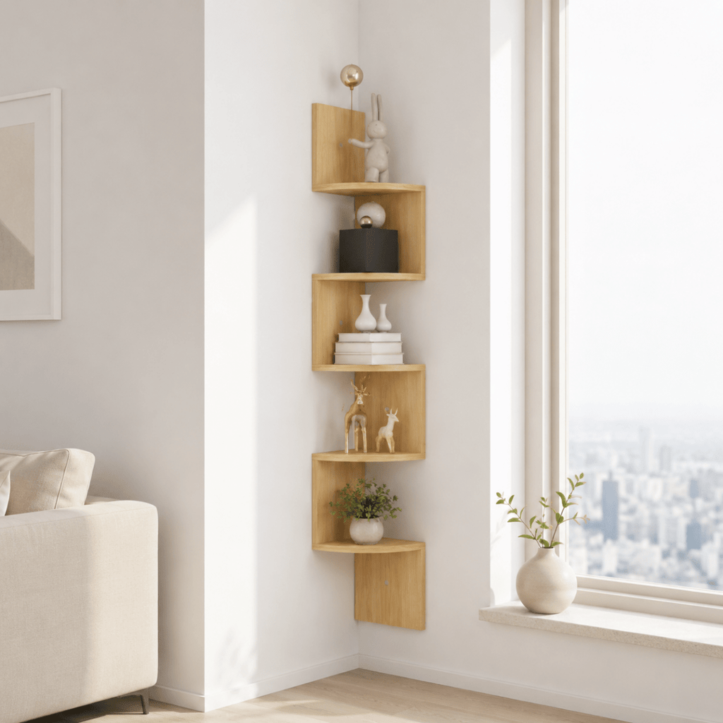 Étagère d'angle MDF multi-niveaux