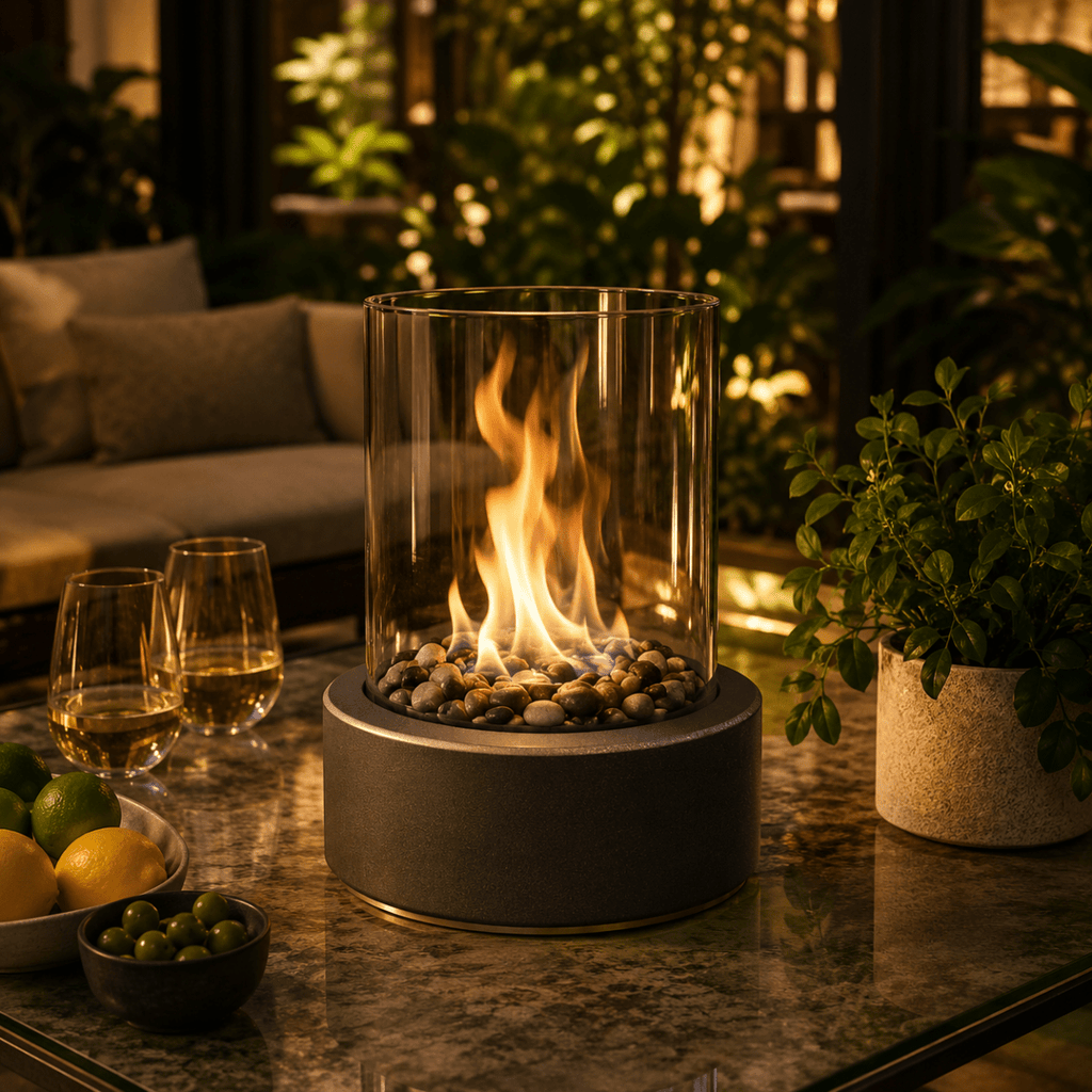Cheminée de table terrasse