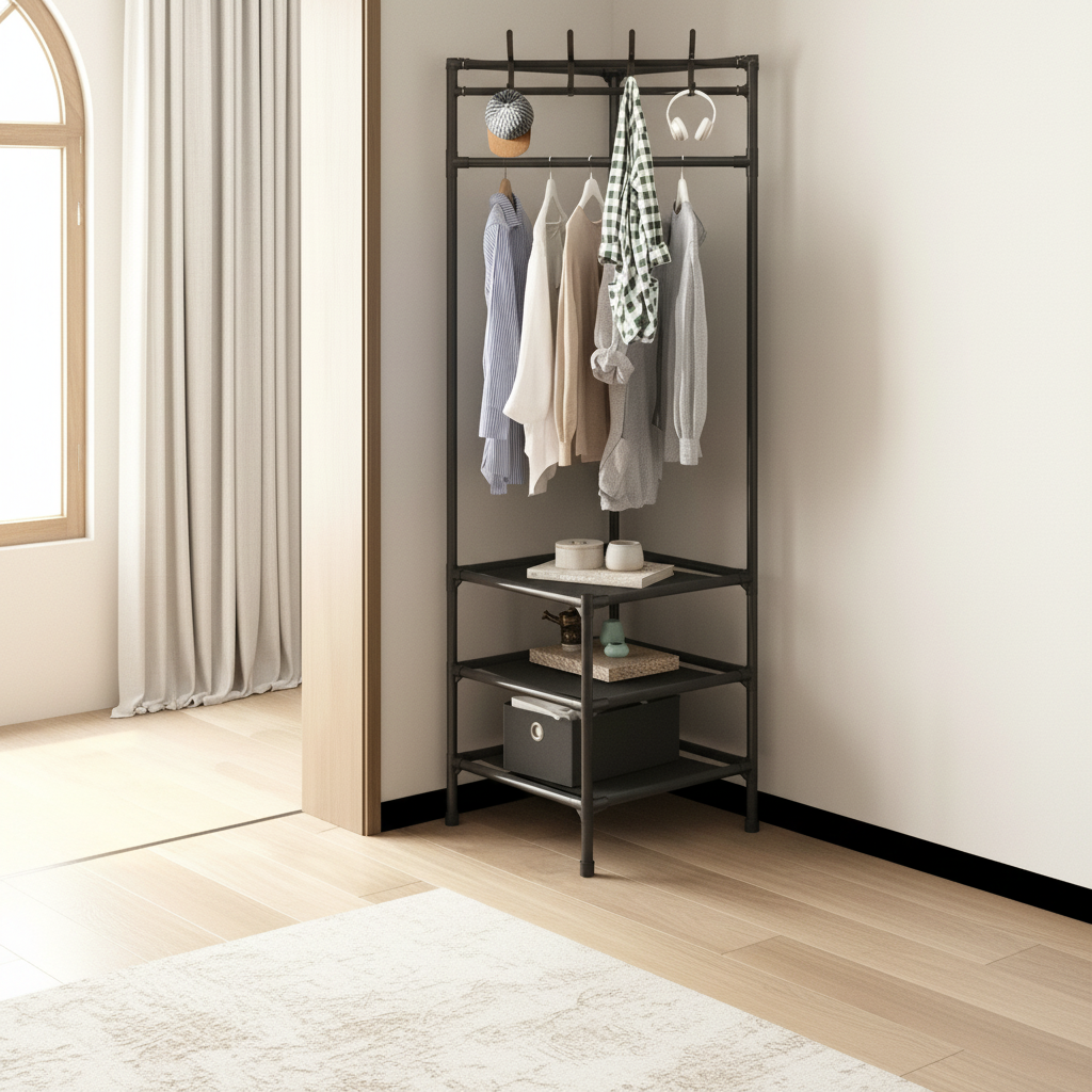 Étagère d'angle Angolo métal noir chambre italienne