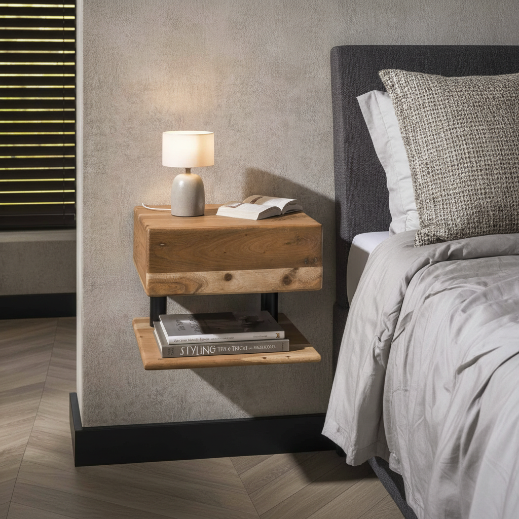 Table de nuit flottante Fluttua acacia chambre italienne