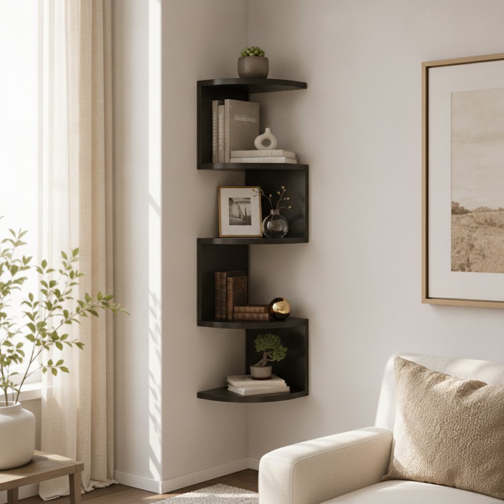 Étagère d'angle Spigolo noire en chambre italienne